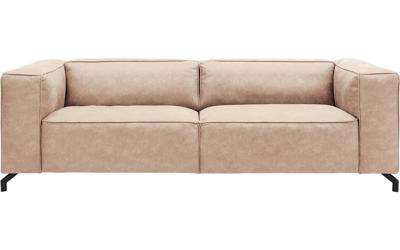 Goossens Bank Calvin beige, micro leer, 3,5-zits, modern design
