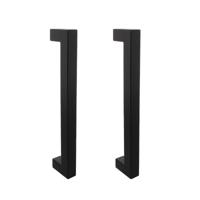 Deurgrepen per paar vierkant 325x60x25mm hart op hart 300mm rvs mat zwart - thumbnail