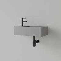 Fontein Gliss Design Freya Solid Marble 40x22x10 cm Met Kraangat Links Mat Lei OP=OP - thumbnail