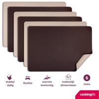 Cookinglife Placemats - Dubbelzijdig - Vegan leer - Bruin / Zand 46 x 33 cm - 6 Stuks - thumbnail