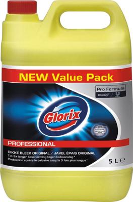 Glorix Pro Formula toiletreiniger dikke bleek Original met chloor, fles van 5 l Glorix Pro Formula toiletreiniger dikke bleek Original met chloor, fles van 5 l