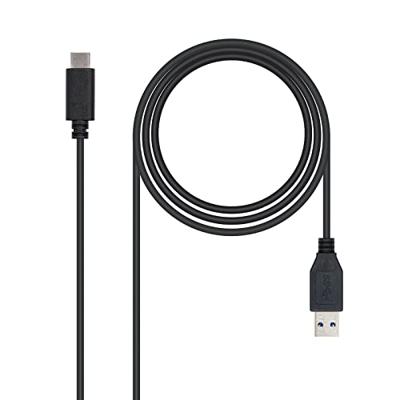 NANOCABLE 10.01.4001 - 3A USB-C naar USB 3.1 kabel, hoofdgebruik, mobiele telefoons, tablets, overdrachtssnelheid tot 10 Gbit/s, tot 3 ampère opladen, Gen2, stekker op stekker, type UC/M-A/M, zwart, 1 MT. 34 DE