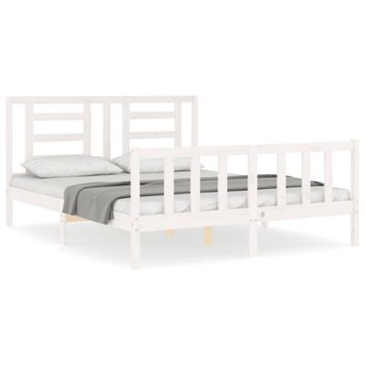 Bedframe zonder matras massief grenenhout wit 160x200 cm