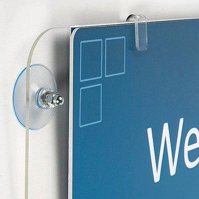 Acryl u-houder A4 horizontaal zuignappen