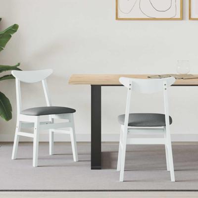 Eettafelstoelen 2 pcs Wit 42 x 47.5 x 81 cm Massief Rubberhout