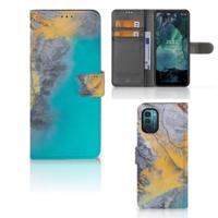 Nokia G11 | G21 | Bookcase | Marble Blue Gold - thumbnail
