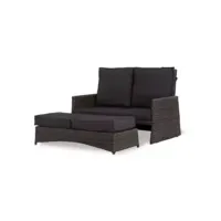 Tuinbank Lissabon Zwart Verstelbaar Voetenbank Lounge Bank Buiten Tuin Eurofar - thumbnail