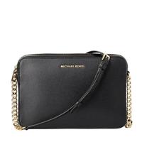 Michael Kors leren crossbody tas Jet Set L zwart - thumbnail