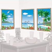 Amscan Wanddecoratie drieluik poster tropical 85 cm set van 3 | 24 stuks - thumbnail