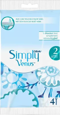 Gillette Simply Venus 2 Wegwerpscheermesjes 4st Gillette Simply Venus 2 Wegwerpscheermesjes 4st