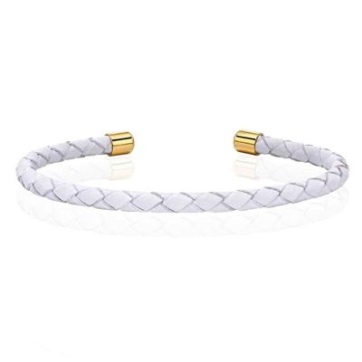 LGT JWLS Smalle Dames Armband van Wit Leer met Goudkleurige Dopjes