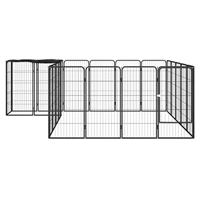 Hondenkennel 22 panelen 50x100 cm gepoedercoat staal zwart - thumbnail