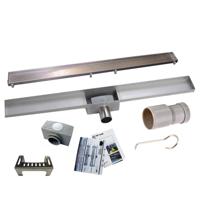 RVS Douchegoot BASIC met uitneembaar sifon 100x7cm 6,7cm diep TEGEL ROOSTER - thumbnail