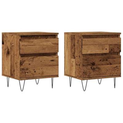 Nachtkastjes 2 st 40x35x50 cm bewerkt hout oud houtkleurig