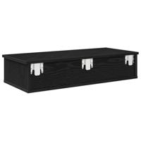 Wandschap met lades 80x31x17 cm bewerkt hout zwart - thumbnail