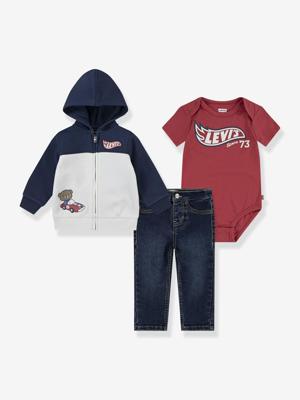 3-delige set LEVI'S® body + sweater + rechte jeans marineblauw