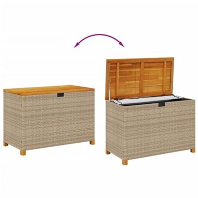 Tuinbox 110x55x63 cm poly rattan en acaciahout beige Tuinbox 110x55x63 cm poly rattan en acaciahout beige