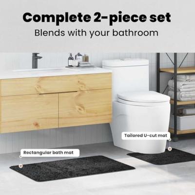 VidaXL Antislip badmat set 2 pcs donkergrijs pp