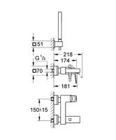 GROHE Eurocube badkraan met omstel en koppelingen met garnituur chroom 23141000 - thumbnail