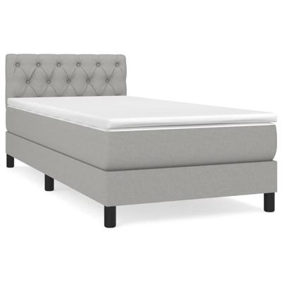 Boxspring met matras stof lichtgrijs 140x200 cm - thumbnail