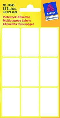 Etiket avery 3045 38x24mm wit 63st | 10 stuks