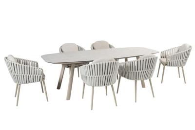Eva diningset met Manolo tafel latte printed keramiek 240 x 103 cm Taste - Taste