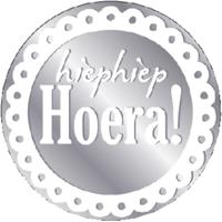 Stickers Rond Zilver 'Hiep hiep hoera' - thumbnail