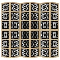 Kamerscherm met 6 panelen massief paulowniahout bruin en zwart - thumbnail