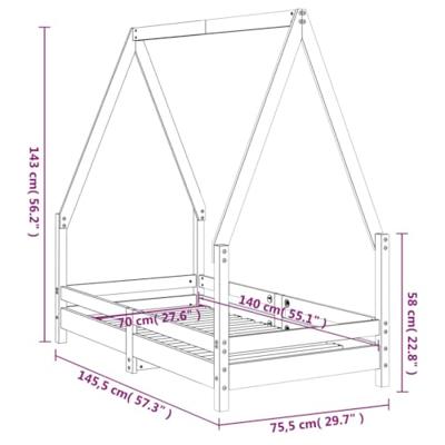 Kinderbedframe 70x140 cm massief grenenhout wit