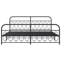 Bedframe met hoofd- en voeteneinde metaal zwart 200x200 cm - thumbnail