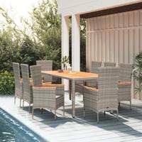 9-delige Tuinset met kussens poly rattan grijs - thumbnail