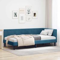 Hoekbedframe met hoofdeinde Blauw 90 x 200 cm Fluweel - thumbnail