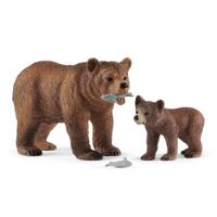 Schleich Safari - VROUWELIJKE GRIZZLYBEER MET GRIZZLYBEERTJE 42473 - thumbnail
