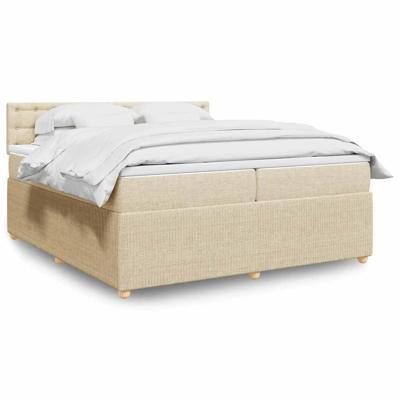 Boxspring met matras stof crèmekleurig 200x200 cm