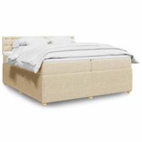 Boxspring met matras stof crèmekleurig 200x200 cm - thumbnail