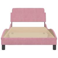 Bedframe met hoofdeinde zonder matras 100x200 cm fluweel roze - thumbnail