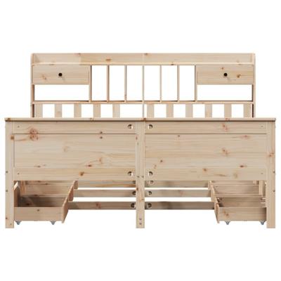Bed met boekenkast zonder matras grenenhout wasbruin 150x200 cm - thumbnail