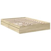 Bedframe met lades bewerkt hout sonoma eikenkleurig 150x200 cm - thumbnail