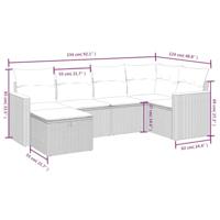 6-delige Loungeset met kussens poly rattan zwart - thumbnail