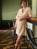 Zwangerschapsjurk met bloemenprint ENVIE DE FRAISE zandbeige - thumbnail