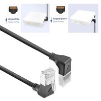 ACT Zwarte 5 meter U/FTP CAT6A LSZH Slimline patchkabel met RJ45 connectoren 90° haaks beneden naar - thumbnail