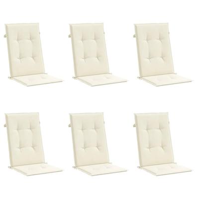 VidaXL Tuinstoelkussens 6 st hoge rug 120x50x3 cm stof crèmekleurig