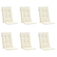 VidaXL Tuinstoelkussens 6 st hoge rug 120x50x3 cm stof crèmekleurig - thumbnail