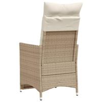 Tuinstoel verstelbaar met kussens poly rattan beige - thumbnail