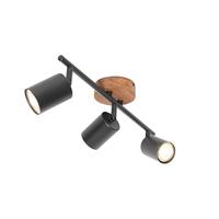 QAZQA Industriële spot zwart met hout kantelbaar 3-lichts - Jeana - thumbnail