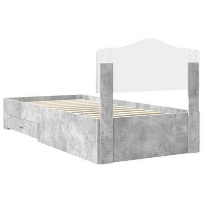 Bedframe met hoofdeinde Beton Grijs 90 x 200 cm Bewerkt hout