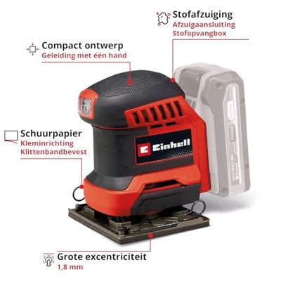 Einhell Power X-Change TE-OS 18/113 Li - Solo 4460731 Accu-deltaschuurmachine Zonder accu, Zonder lader, Incl. accessoires 18 V Aantal meegeleverde accus: 0 Einhell Power X-Change TE-OS 18/113 Li - Solo 4460731 Accu-deltaschuurmachine Zonder accu, Zonder lader, Incl. accessoires 18 V Aantal meegeleverde accus: 0