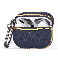 AirPods Pro / AirPods Pro 2 hoesje - Hardcase - Plated series - Donkerblauw + goud AirPods Pro / AirPods Pro 2 hoesje - Hardcase - Plated series - Donkerblauw + goud