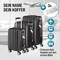 Reiskoffers Zwart 3-delig ABS met gratis accessoires - thumbnail