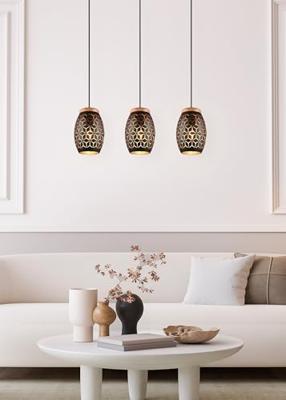 Trio Zwart goude hanglampBidar 3-lichts - R31573080